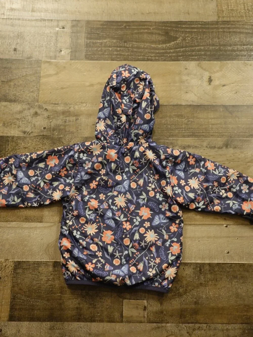 Columbia Toddler Fleece Lined Jacket 18-24 Months Navy Floral Butterfly